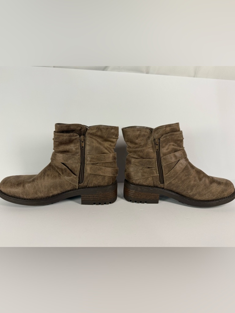 Carlos Santana Brown Suede Ankle Booties with Side Zip